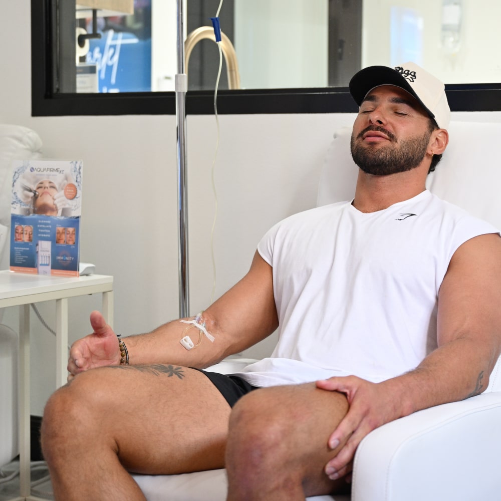 Man Receiving IV Drip
